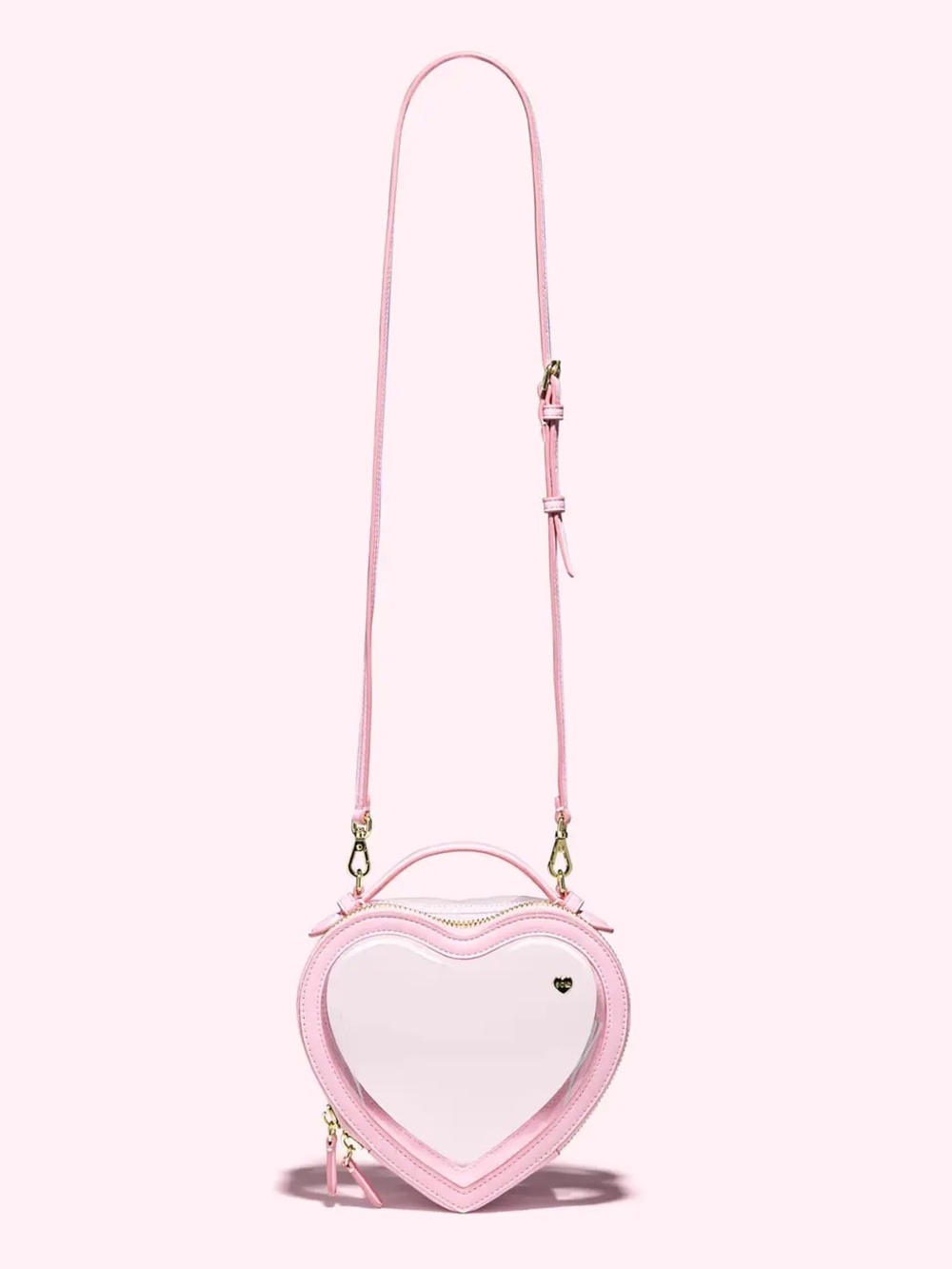 Stoney Clover Lane Flamingo Clear Heart Crossbody Bag